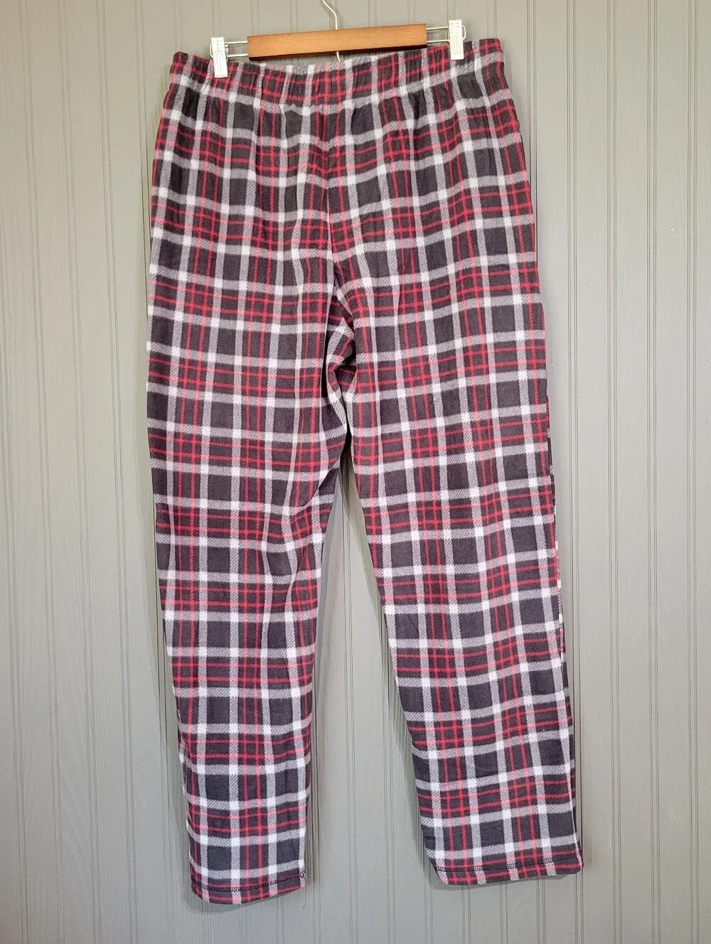 NWOT Cuddl Duds Fleece Pajama Lounge Pants Pockets Plaid Gray Red Men's Large